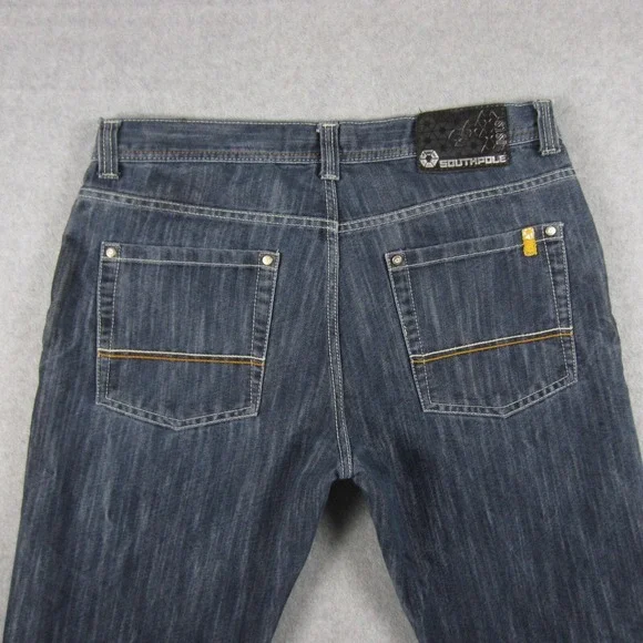 VINTAGE Southpole Jeans Mens 36 Blue Baggy Skater Hip Hop‎ Yellow Tab Y2K 90s